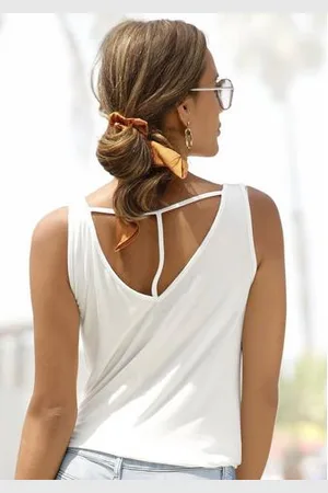 Buffalo Tanktop met diepe ruguitsnijding, v-hals, rugdetail