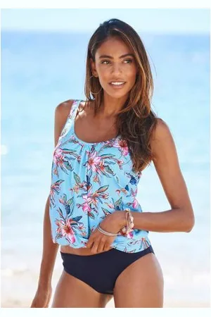 Lascana Tankinitop MALIA met losse snit en tropische print
