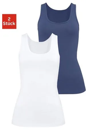 H.I.S Hemd van elastische katoen-kwaliteit, tanktop, onderhemd (Set van 2)