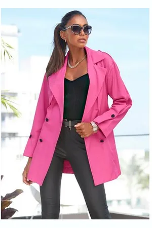 Lascana Trenchcoat in korte vorm, moderne korte jas met zakken (Met tailleriem)
