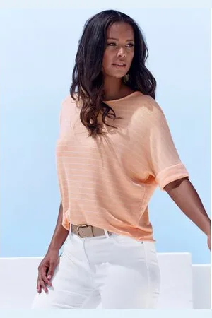 Lascana Shirt met ronde hals Met brede mouwomslag van zacht viscose-fijntricot