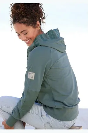 ELBSAND Capuchonsweatvest Kelda met logo-stiksel op de capuchon, basic