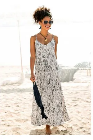 QS by s.Oliver Maxi-jurk met alloverprint en strik op de rug, zomerjurk, strandjurk