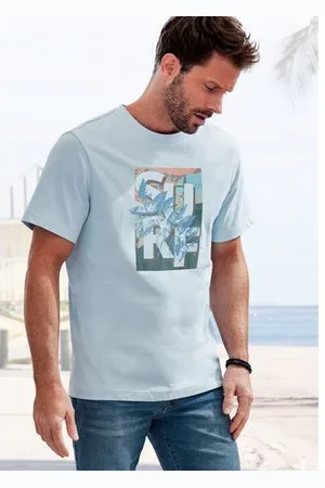 john devin T-shirt Ronde hals shirt met surf-print van 100% katoen