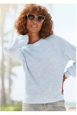 Lascana Gebreide trui in melange-look, losse damespullover, basic