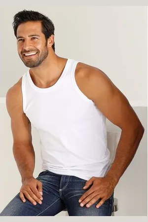H.I.S Tanktop Onderhemd voor heren met ronde hals van katoen (set, 3-delig)