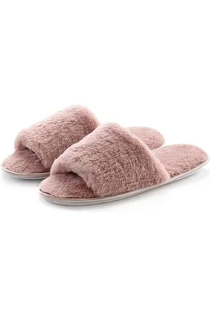 vivance collection Pantoffels Pantoffel, Pluche Pantoffels Pantolette, pantoffel met knuffelig, warm faux bont VEGAN
