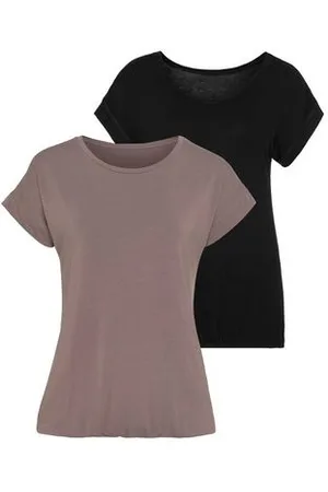 vivance collection Shirt met korte mouwen Met elastiek in de band van zachte viscose-stretch (Set van 2)