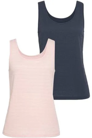 vivance collection Strandtop Met tanktopbandjes, ronde hals gemaakt van strijkvrije crêpe stof (2-delig, Set van 2)