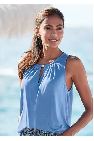 Lascana Tanktop met decoratief accessoire, casual blusentop, elegant
