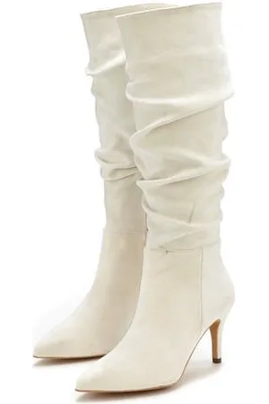 Lascana Laarzen met ritssluiting met modieuze rimpeling, lange schacht, high-heel enkellaars, slouchy boots