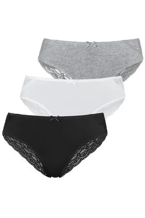 vivance collection Brazilian slip van elastische katoen met florale kant (3 stuks)