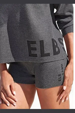 ELBSAND Tricotbroek Korte broek van hoogwaardig breiwerk, met logostiksel, loungewear