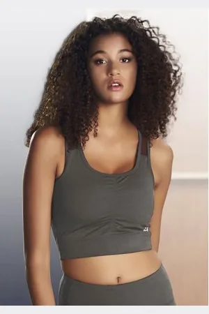 Lascana Crop-top met rimpeling en mesh-inzetten