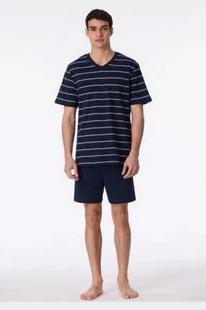 Schiesser Shortama "Dark Sapphire" met mooi streeppatroon (2-delig, 1 stuk)