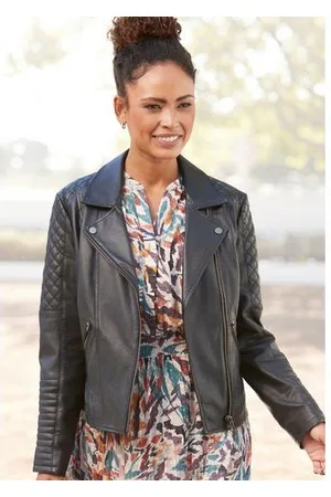 Lascana Imitatieleren jack met biker-details, korte bikerjack, figuurvormend