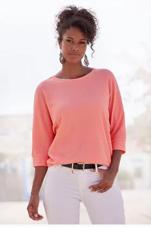 vivance collection Shirt met 3/4-mouwen Ronde hals gemaakt van strijkvrije crêpe stof