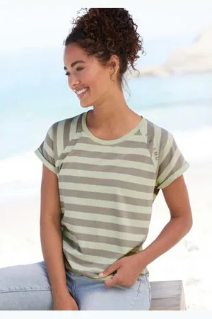 ELBSAND T-shirt Calisa met streeppatroon, sportief shirt met korte mouwen van katoenmix