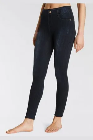 Buffalo Jeanslegging in denim-look met kleurrijke boorden die zijn om te slaan