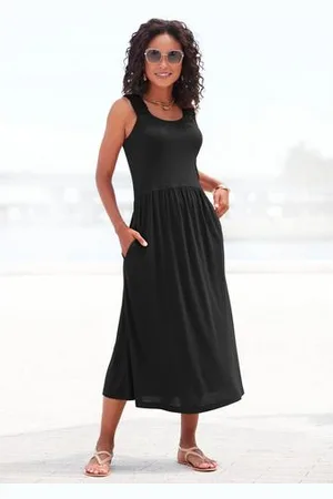 beachtime Jerseyjurk met zakken, zomerjurk knielengte, strandjurk, basic