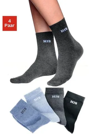 H.I.S Basic sokken met ingebreid logo (set, 4 paar)
