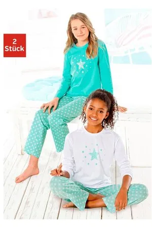 Petite Fleur Pyjama in een lang model met sterretjesprint (4-delig, Set van 2)