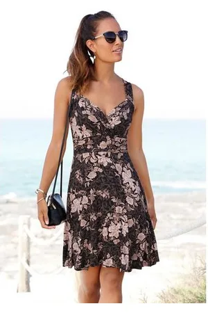 vivance collection Jerseyjurk met all-over print in wikkel-look, zomerjurk, strandjurk