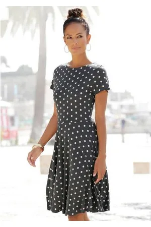 vivance collection Zomerjurk met stippenprint, t-shirtjurk knielengte, strandjurk