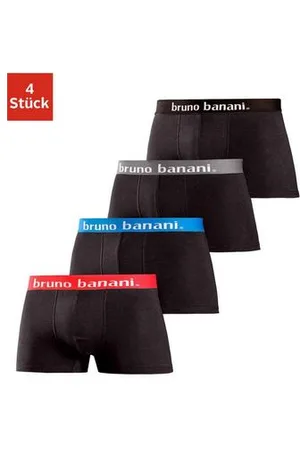 Bruno Banani Hipster strak zittende boxershorts in uni of gemusterd van katoenmix (set, 4 stuks)