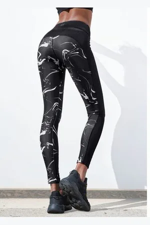 Lascana Legging Black Marble Sportbroek met mesh