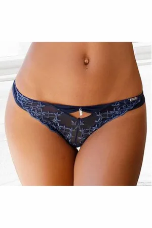 marie claire String met bloemborduursel en glitteraccessoire