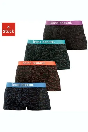 Bruno Banani Hipster strak zittende boxershorts in uni of gemusterd van katoenmix (set, 4 stuks)