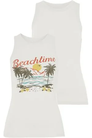 beachtime Tanktop met tropische print (set, 2-delig)