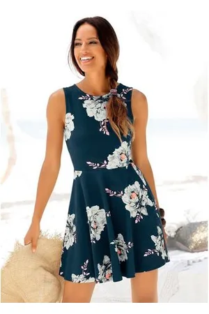 beachtime Strandjurk met bloemenprint, mini jurk, katoenen zomerjurk