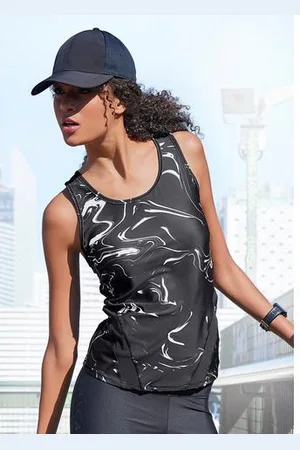 Lascana Functioneel shirt Black Marble Sportshirt met brede racerback