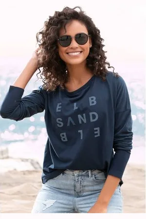 ELBSAND Longsleeve Ingiara met logoprint op de voorkant, shirt met lange mouwen, sportief-casual