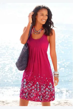 beachtime Strandjurk met bloemenprint, mini jurk, zomerjurk, strandjurk