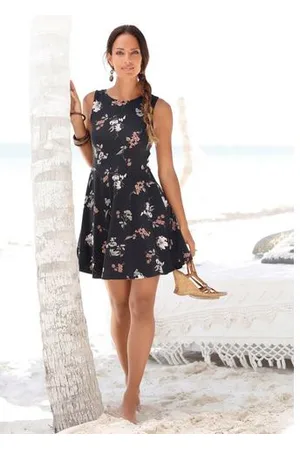 beachtime Strandjurk met bloemenprint, mini jurk, katoenen zomerjurk