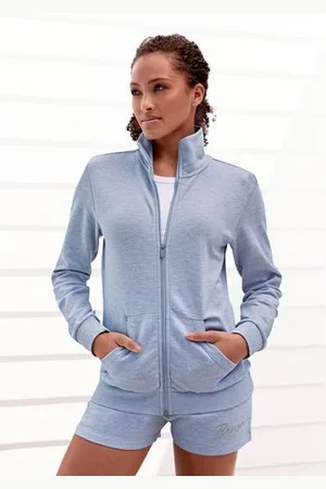 Bench Sweatvest - lounge jas met glanzende logostiksel op de staande kraag, loungewear