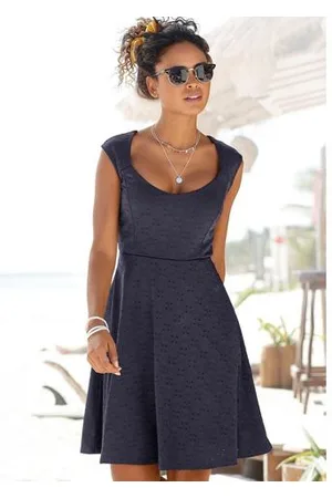 beachtime Zomerjurk met geborduurde oogjes, elegante jersey jurk, strandjurk