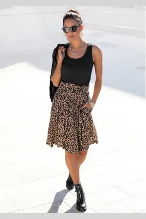 Buffalo Jerseyjurk met paperbag tailleband en animal print, leo jurk, zomerjurk