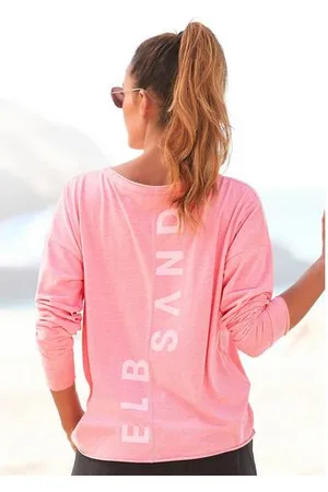 ELBSAND Shirt met lange mouwen Eltje met logoprint op de rug, longsleeve van katoenmix