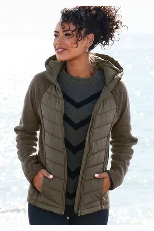 vivance collection Gewatteerde jas met tricot-fleece-mouwen