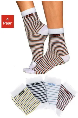 H.I.S Basic sokken met ingebreid logo (set, 4 paar)