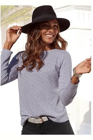 vivance collection Shirt met lange mouwen Met modieus ajourpatroon (1-delig)
