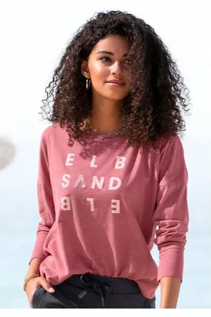 ELBSAND Longsleeve Ingrun met logoprint op de voorkant, shirt met lange mouwen van een katoenmix, sportief-casual