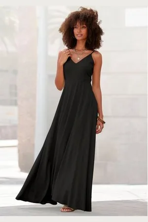 Lascana Maxi-jurk van geweven viscose, cut-out op de rug, chiffon stof, zomerjurk