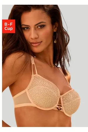 Lascana Beugel-bh met mesh kant in koraal-look en elegante ring accessoire, lingerie