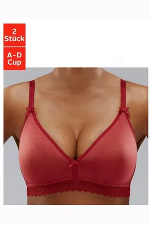 Petite Fleur Bralette-bh zonder beugels met kanten band, gemaakt van zacht katoen, basic lingerie (Set van 2)