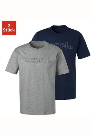 Bench T-shirt Shirt met logoprint, basic shirt met ronde hals van 100% katoen (2-delig)
